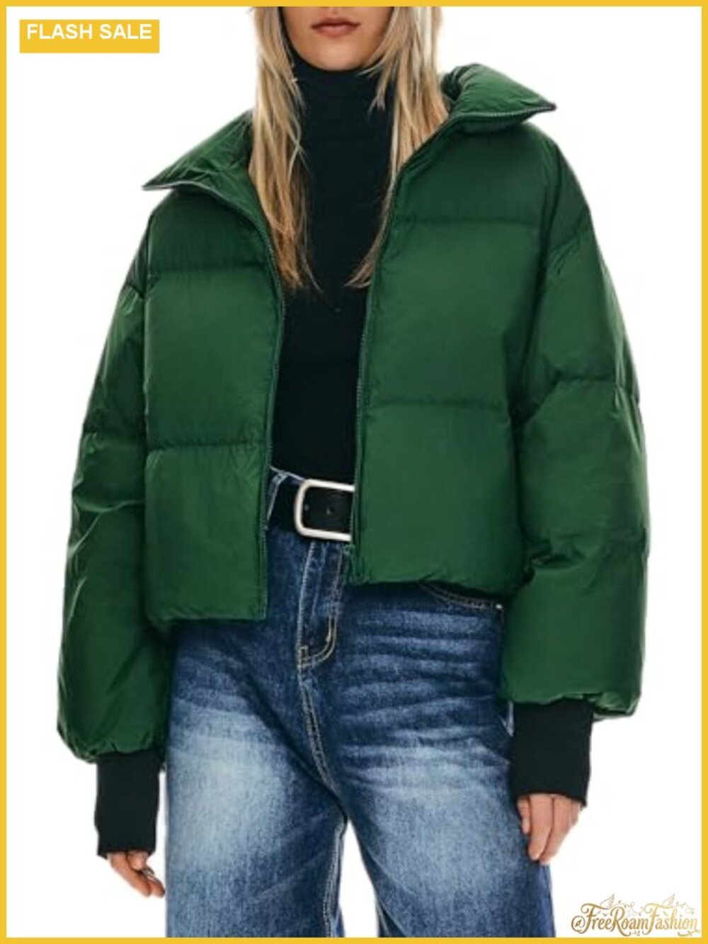Orolay Women's Cropped Down Puffer Jacket Oversized Loose Fit Winter Coat